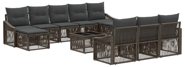 Kerti Kanapé Szett 11 pcs Szürke polirattan