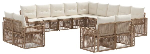 Kerti Kanapé Szett 13 pcs Beige és Krémszínű polirattan