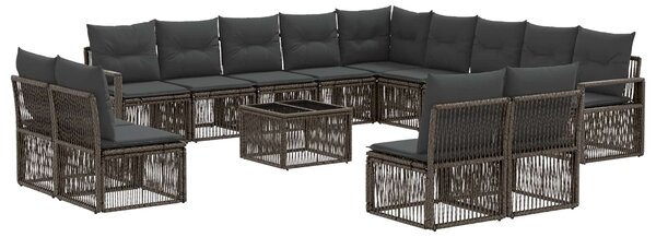 Kerti Kanapé Szett 14 pcs Szürke polirattan