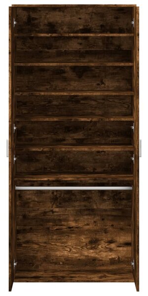 Füstös tölgy színű szerelt fa cipőszekrény 80 x 39 x 178 cm
