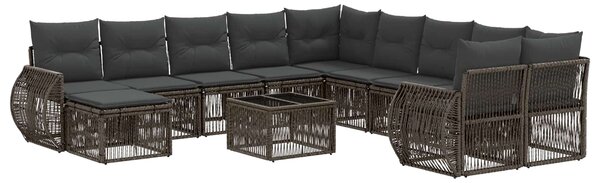 Kerti Kanapé Szett 12 pcs Szürke polirattan