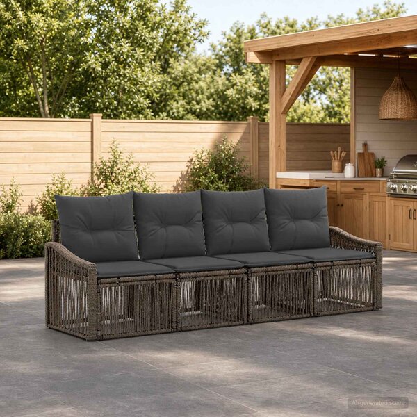 Kerti Kanapé Szett 4 pcs Szürke polirattan