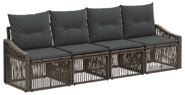 Kerti Kanapé Szett 4 pcs Szürke polirattan