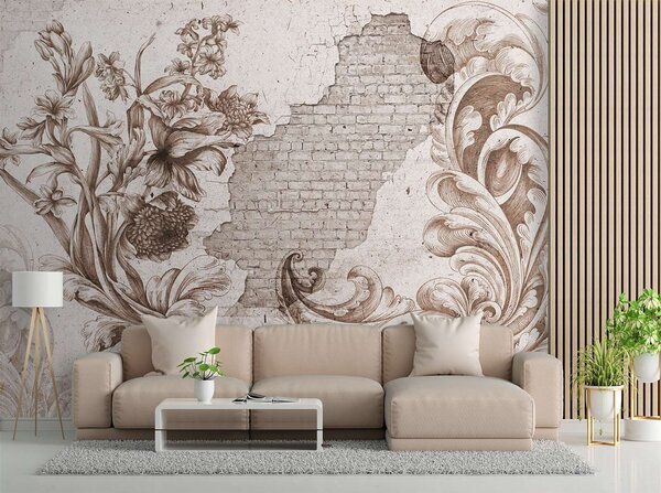 Gario Fotótapéta Virágos freskó egy régi falon Anyag: Vlies, Méret: 200 x 140 cm