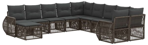 Kerti Kanapé Szett 11 pcs Szürke polirattan