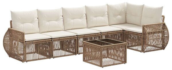 Kerti Kanapé Szett 7 pcs Beige és Krémszínű polirattan