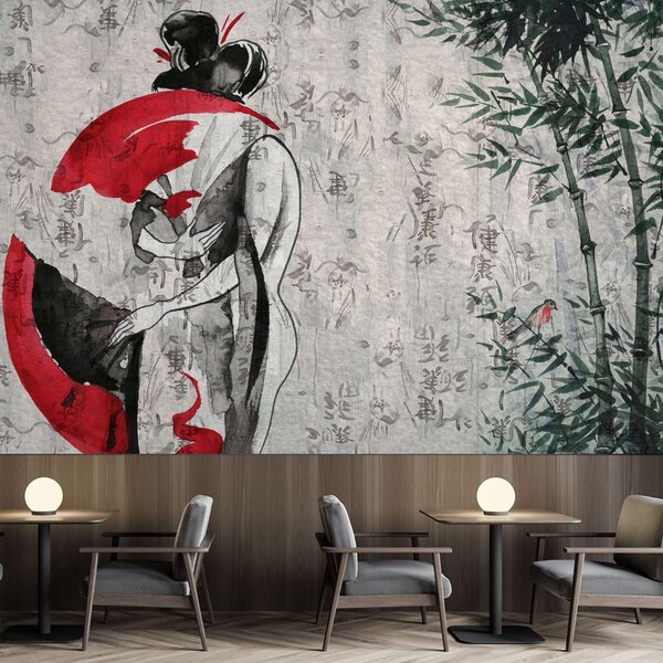 Gario Fotótapéta Japán gésa legyezovel, absztrakt Anyag: Vlies, Méret: 200 x 140 cm