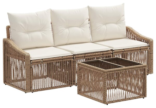 Kerti Kanapé Szett 4 pcs Bézs polirattan