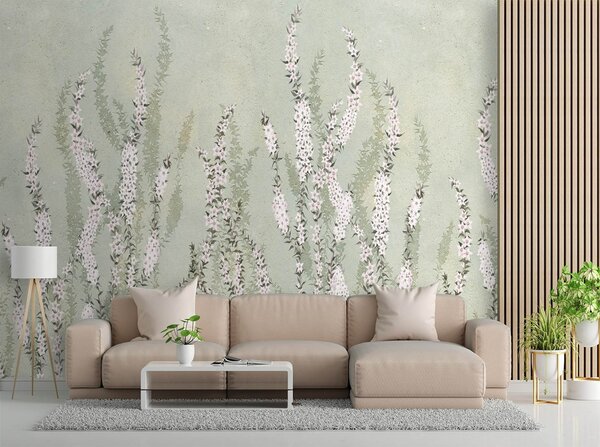 Gario Fotótapéta Harang alakú kis virágok a falon háttérben Anyag: Vlies, Méret: 200 x 140 cm
