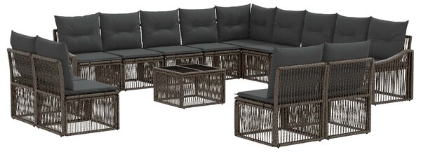 Kerti Kanapé Szett 14 pcs Szürke polirattan