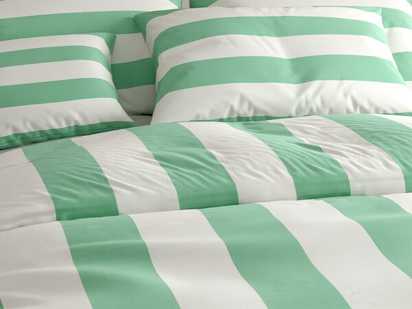 Pamut ágynemű STRIPES fehér-zöld Ágyneműhuzat mérete: 70 x 90 cm | 140 x 220 cm