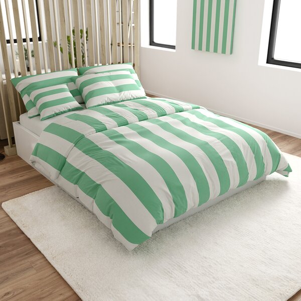 Pamut ágynemű STRIPES fehér-zöld Ágyneműhuzat mérete: 70 x 90 cm | 140 x 220 cm