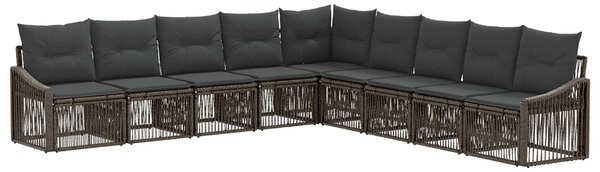 Kerti Kanapé Szett 9 pcs Szürke polirattan