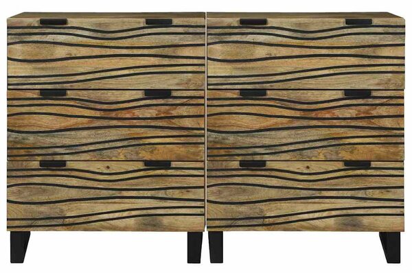Oldalszekrények 2 pcs Barna 60 x 33.5 x 75 cm tömör mangófa