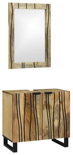 Fürdőszoba bútor szett polcokkal 2 pcs Barna 62 x 33 x 58 cm