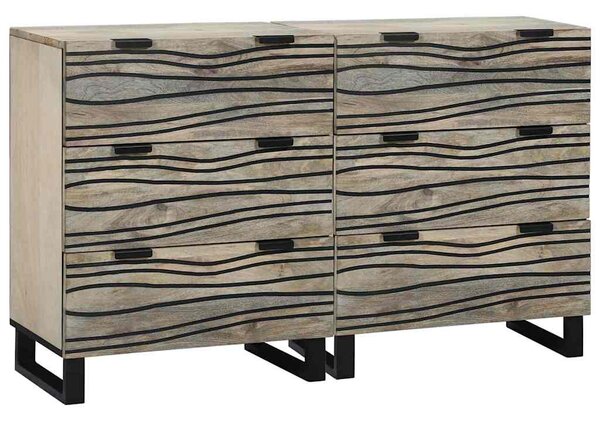 Oldalszekrények 2 pcs Fehér 60 x 33.5 x 75 cm tömör mangófa
