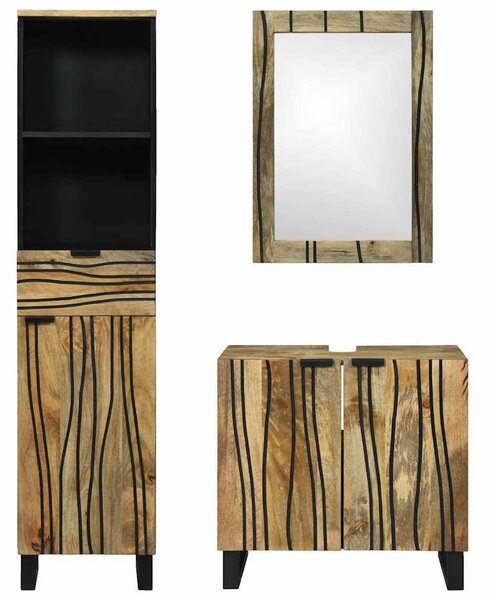 Fürdőszoba bútor szett 3 db Barna 38 x 33 x 160 cm Szerelt Fa