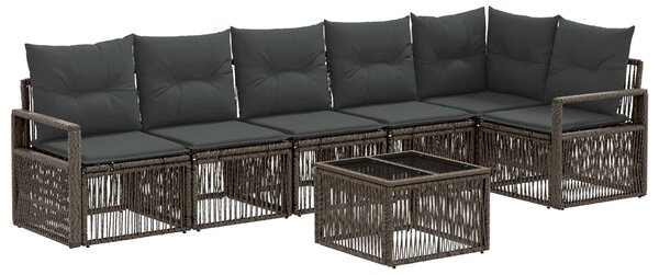 Kerti Kanapé Szett 7 pcs Szürke polirattan