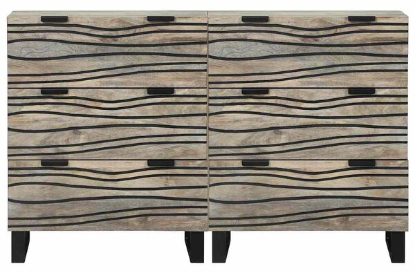 Oldalszekrények 2 pcs Fehér 60 x 33.5 x 75 cm tömör mangófa