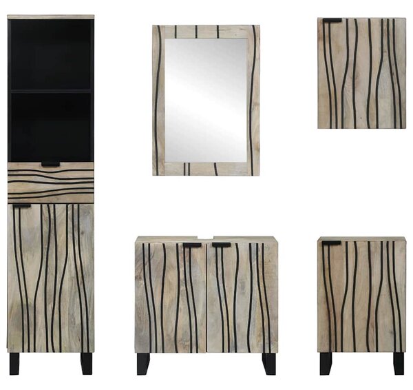 Fürdőszoba bútor szett fiókkal 5 pcs Dió barna 38 x 33 x 160 cm