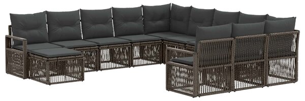 Kerti Kanapé Szett 12 pcs Szürke polirattan