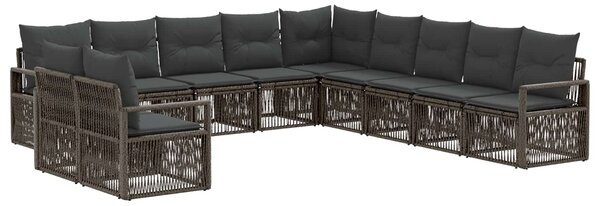 Kerti Kanapé Szett 11 pcs Szürke polirattan