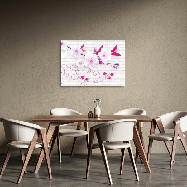 Virággal ellátott gally képe (üvegen) (70x50 cm)