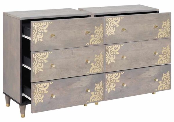 Széf fiókkal 2 pcs Szürke 60 x 33.5 x 75 cm Tömör mangófa