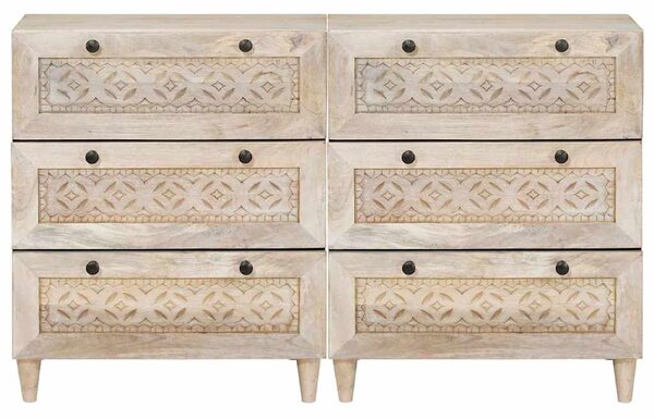 Széf 2 pcs Fehér 120 x 33,5 x 75 cm tömör mangófa