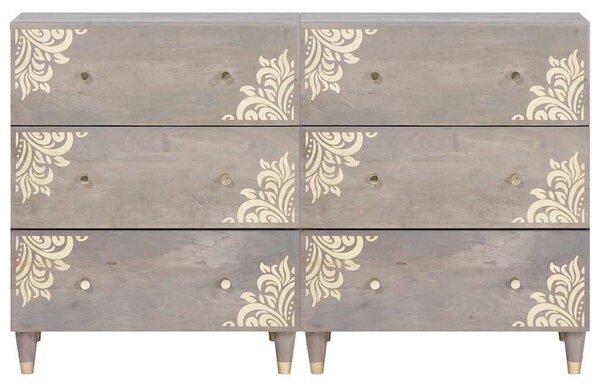 Széf fiókkal 2 pcs Szürke 60 x 33.5 x 75 cm Tömör mangófa
