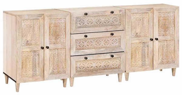 Széf 3 pcs Fehér 180 x 33,5 x 75 cm tömör mangófa