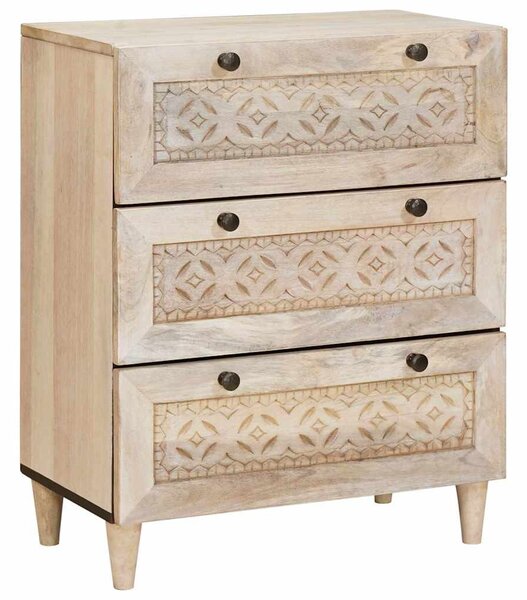 Széf 3 pcs Fehér 180 x 33,5 x 75 cm tömör mangófa