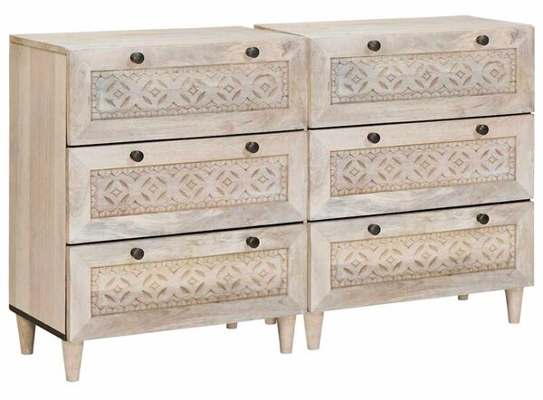 Széf 2 pcs Fehér 120 x 33,5 x 75 cm tömör mangófa