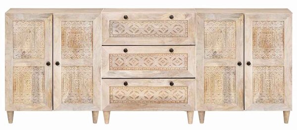Széf 3 pcs Fehér 180 x 33,5 x 75 cm tömör mangófa