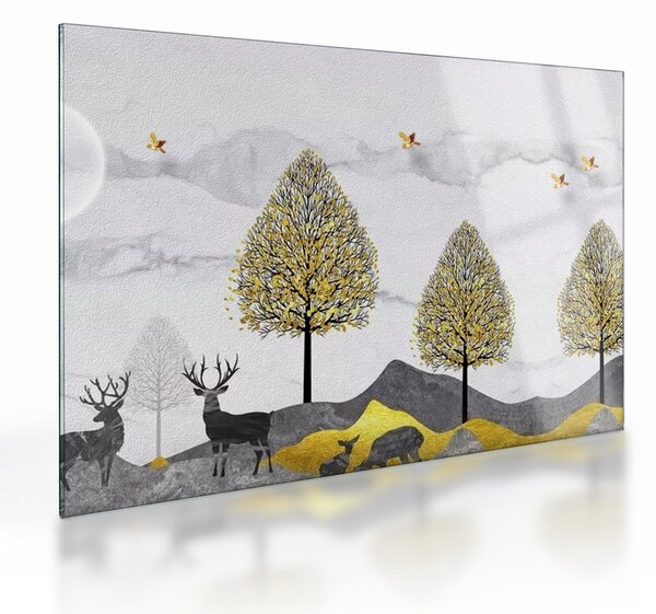 Festett szarvas képe (üvegen) (70x50 cm)