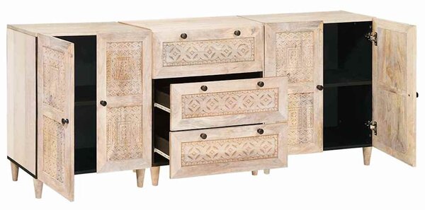 Széf 3 pcs Fehér 180 x 33,5 x 75 cm tömör mangófa