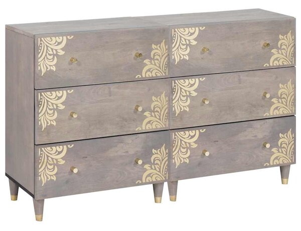 Széf fiókkal 2 pcs Szürke 60 x 33.5 x 75 cm Tömör mangófa