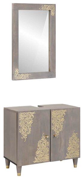 Fürdőszoba bútor szett tárolóval 2 pcs Szürke 62 x 33 x 58 cm