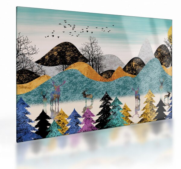Grafikus kép szarvas (üvegen) (70x50 cm)