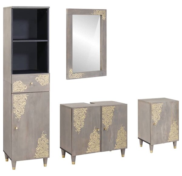 Fürdőszoba bútor szett fiókkal 4 pcs Szürke 62 x 33 x 58 cm