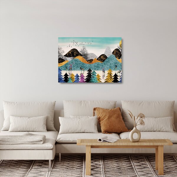 Grafikus kép szarvas (üvegen) (70x50 cm)