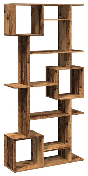 Antik fa színű szerelt fa könyvszekrény 92 x 29 x 188 cm