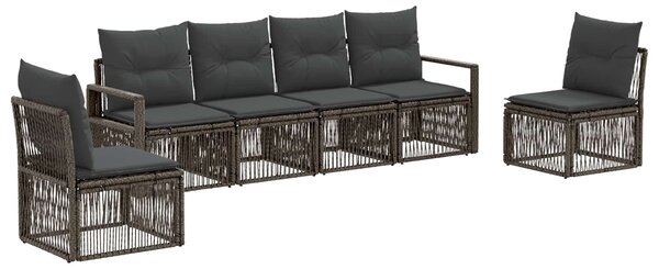 Kerti Kanapé Szett 6 pcs Szürke polirattan