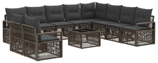 Kerti Kanapé Szett 11 pcs Szürke polirattan