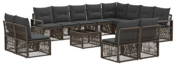 Kerti Kanapé Szett 13 pcs Szürke polirattan