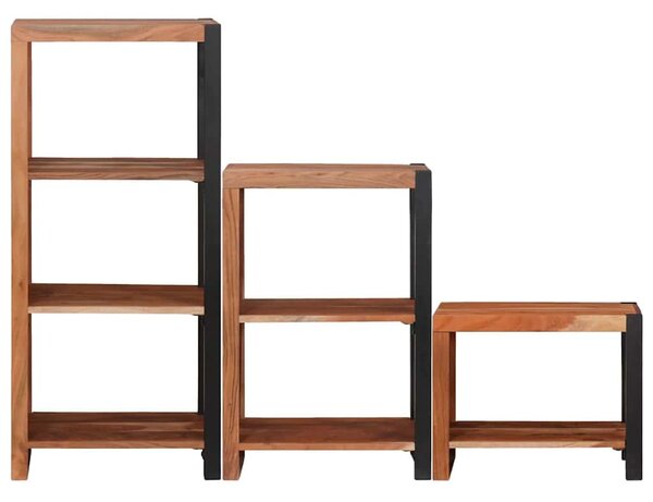 Könyvespolc 3 pcs Barna 50 x 30 x 110 cm Tömör akácfa