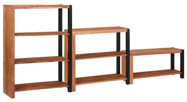 Könyvespolc 3 pcs Barna 80 x 30 x 110 cm Tömör akácfa