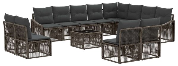 Kerti Kanapé Szett 13 pcs Szürke polirattan