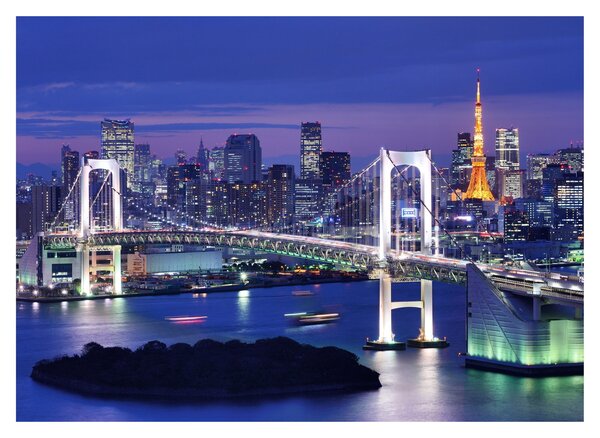 Nagy város képe éjjel (üvegen) (70x50 cm)