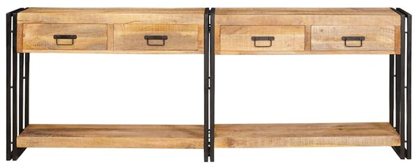 Konzolasztal 2 pcs Barna 200 x 33 x 75 cm Tömör nyers mangófa